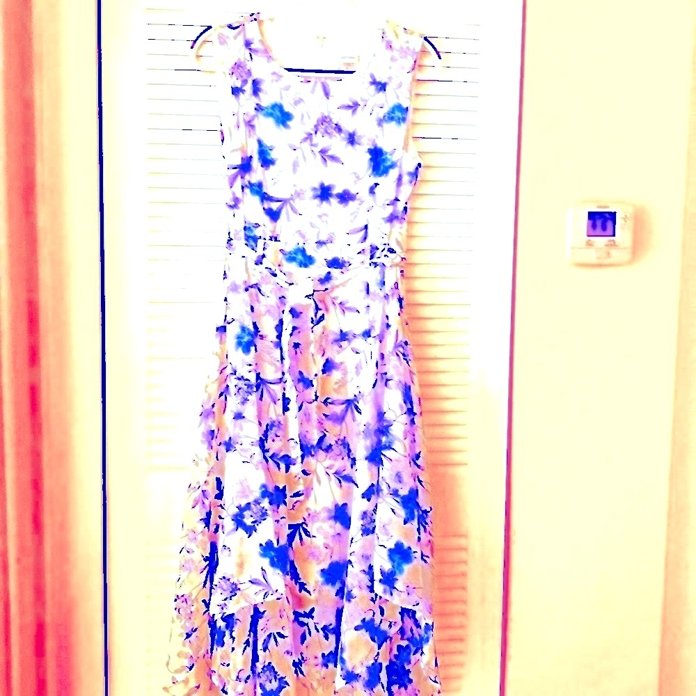 NEW Calvin Klein Blue & White Handkerchief Dress